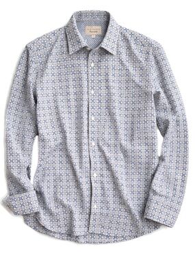 Ted Baker Endurance Blue Medallion Print Button Down Shirt 16 34/35